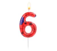 Spider Themed Birthday Candle, Number Six Candle Spider Web Candle Birthday Cake Topper Candle Candle Blue Red Candles Spider Themed Birthday Decorations for Boy Birthday and Halloween Party (6)