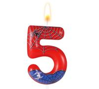 Spider Themed Birthday Candle, Red Blue Spider Web Candle Spider Candle Number Candle Birthday Cake Candle Spider Birthday Decorations for Boys Girls Birthday Cake Party Decoration (5)