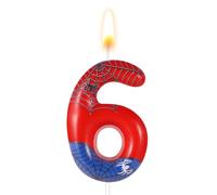 Spider Themed Birthday Candle - Red Blue Web Number Candle for Boys Girls Cake Party Decoration (6)