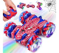 Spider Toys Remote Control Car, Double Sided RC Cars with Full-Body Light, 2.4GHz Controller, 360° Rotating, Rechargeable Battery, RC Stunt Car Birthday for Boys 6 7 8 9 10
