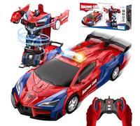 Spider Transform Remote Control Cars for Kids - 2.4GHz RC Police Car for 3 4 5 6 7 8 Year Old Boys, 1:18 Robot Toy Car with One-Key Transformation & 360° Rotation, Kids Christmas Birthday Gift Present