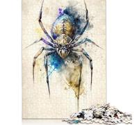 Spider Watercolor Design Puzzle 500 Piece Adult Jigsaw Puzzle Wood Puzzles For Family Fun & Game Night 500pcs (52x38cm)