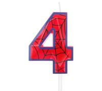 Spider Web 4th Birthday Candles,4th Birthday Decorations for Girls Boys,Blue Red Number 4 Candle for Cake,Black Web Candle Spider Cake Toppers for Birthday Party Decorations Supplies