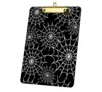 Spider Web A4 Clipboard, Acrylic Decorative Legal Size Clip Board 9"× 12. 5" with Low Profile Metal Clip, Boards for School Offoce Lady Men Women Nurses
