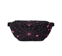 Spider Web and Heart Pattern Fanny Pack for Women Man, Waist Belt Bag Crossbody for Sports Travel Hiking Running Jogging