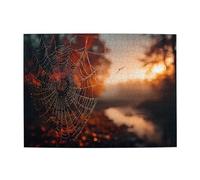 Spider Web at Dusk Horizontal Wooden Puzzle 500 Pcs Develop Hands-on Skills for Relax and Parent-Child Interaction