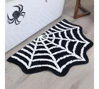 Spider Web Bath Mat - Halloween Rug Bathroom Decor Gothic Home Decor Witchy Horror Goth Room Rugs Gothic Bedroom Kitchen Whimsigoth Oddities and Curiosities Spooky Gifts Scary Decorations Spider Webs