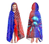 Spider Web Beach Towels for Boys for Kids Ages 4-8, Spider Hooded Bath Towels Wrap for Toddler Teen Boy 30x50 inch Quick Dry Blue Red Toddler Towel Boys Perfect for Beach Pool Swimming