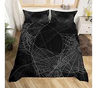 Spider Web Bedding Duvet Cover Set Kids Halloween Spider Bedding Set Boys Girls Black White Comforter Cover Microfiber Trick or Treat Bedding & Linen Bedroom Single