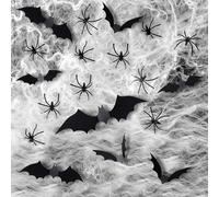 Spider Web Decoration Set Halloween Decoration 120 g Spiderweb 32 Plastic Spiders 12 Paper Bats