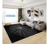 Spider Web Decoration - Spider Web Rug, Black and White Rugs for Living Room Bedroom, Washable Non Slip Soft Small Carpet, Patterned Area Rugs & Home Decor 50x80 cm