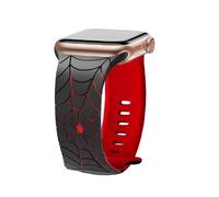 Spider Web Design Silicone Watch Band for Apple Watch, Black and Red Pattern, Compatible with iWatch (Black red, 38/40/41/42mm)