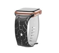 Spider Web Design Silicone Watch Band for Apple Watch, Black and Red Pattern, Compatible with iWatch (Black and white, 42/44/45/46/49mm)