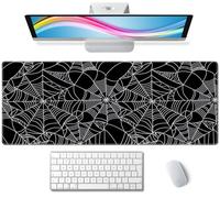 Spider Web Desk Mat Black and White Large Mouse Pad XL Extended Gaming Mousepad Keyboard Mouse Mat Desk Pad for Computer Laptop 31.5''X11.8'' Non-Slip Rubber Base with Stitched Edges