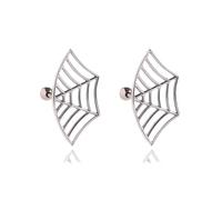 Spider Web Earrings for Women Spider Web Cartilage Earring Helix Piercing Jewelry Funny Fake Spider Punk Stud Earring Hip Hop Goth Halloween Accessories, Middle, Copper, No Gemstone