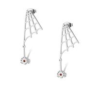 Spider Web Earrings for Women Stainless Steel Spider Stud Dangle Drop Earrings Halloween Party Costume Accessories Jewelry (silver)