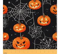 Spider Web Fabric by The Yard Happy Halloween Cartoon Cute Pumpkin Fabric for Kids Sewing Lovers Wild Animal Spider Silhouette Fabric for Room Decor and DIY Upholstery 1 Yard,36" L x 59" W