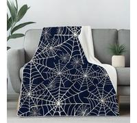 Spider Web Fall Throw Blanket for Couch, Halloween Decor Fleece Blanket for Bed, Navy Blue Cozy Blankets 40"x60" Soft Warm Lightweight for All Season Camping Travel Picnic