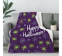 Spider Web Fleece Throw Blanket, Happy Halloween Couch Blanket 50"x60" Soft, Spooky Holiday Decor Blankets for Bed Warm Lightweight Cozy Bedding Blanket for Winter Fall Spring Summer