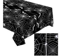 Spider Web Halloween Tablecloth - 2 Pcs Plastic Table Cover, Disposable Decorations, Outdoor Party Decoration, 51 x 86 Inches