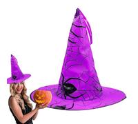 Spider Web Hat For Halloween Decorations - Large Witch Hat With Spiderweb Design | Cosplay Costume Accessory For Women, Men & Kids | Decorative Holiday Prop For Garden, Courtyard, Tree Or Indoor