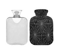Spider Web in Black and White hot Waterbottle with Soft Cover 2L Warmer Bag for Period Cramps Pain Relief Bolsa de agua Caliente para el Dolor