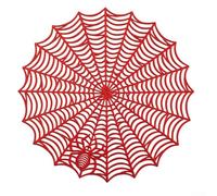 Spider Web Lace Tablecloth in Round Shape for Halloween, Centerpiece Table Mat with Polyester, Suitable for Festive Decor (red)