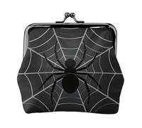 Spider Web Leather Coin Purse for Women-Small Kiss Lock Wallet, Mini Card Holder for Keys Lipstick, Cute Change Purse for Travel