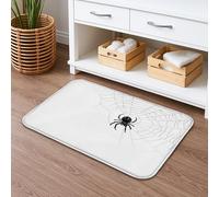 Spider Web Quick Dry Bath Mat, Black Spider and Web Artistic Non Slip Shower Mat, Halloween Memory Foam Washable Bath Rugs for Bathroom Toilet Restroom Decorative 20x32 Inch