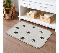 Spider Web Quick Dry Bath Mat, Gothic Black Spider Absorbent Non Slip Shower Mat, Halloween Memory Foam Washable Bath Rugs for Bathroom Decorative 20x32 Inch