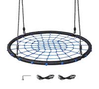 Spider Web Saucer Tree Swing, 450lbs,Adjustable Heightfor Kids and Adults, Outdoor Net Swing with Steel Frame and 2 Hanging Straps (Blue-100cm)