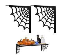 Spider Web Shelf Bracket, Goth Decorative Bracket for Wall Oddities and Curiosities. Black Spooky Wall Decor for Kitchen and Home - Crystal Display Shelf for Stones, 2 Pack (10 inch)