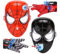 Spider Web Shooter and Mas, Hero Launcher Gloves Wrist Toys Mask Set Cosplay Launcher Glove Toys Cartoon Theme Masquerade Party Costumes Dressing Up Party Supplies Hero Educational Toy Gift for Kids