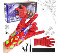 Spider Web Shooter for Kids, Electric Web Shooter Launcher String Toy with Gloves, 9.4ft in Range, Real Silk Spider Wrist Launcher, Cosplay Role Play Funny Gadgets Toys Gift