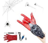 Spider Web Shooter for Kids & Men, Web Shooter Launcher String Toy, Electric Real Silk Spider Launcher with Gloves, 9.8ft Range, Movie Role Play Superhero Cosplay Funny Wrist Toys, Cool Gadgets