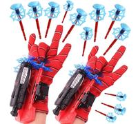 Spider Web Shooters for Kids - Boy Girl Toy with Spider Gloves Launcher Wrist Toy Sucking Disc Bullets for Boy Girl Toys Age 3-14 Birthday Gift for 3 4 5 6 7 8 9 10 12 Years Old (2Pcs Opp packaged)