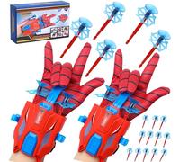 Spider Web Shooters for Kids - Web Shooters With 2 Launch Ports Web Toys Super Hero Gift with Spider Gloves Launcher Wrist Toys Set Suction Disk Soft Bullets for Boy Girl Age 3+ (2PCS)