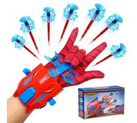 Spider Web Shooters for Kids - Web Shooters With 2 Launch Ports Web Toys Super Hero Gift with Spider Gloves Launcher Wrist Toys Set Suction Disk Soft Bullets for Boy Girl Age 4+ Birthday