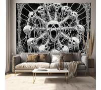 Spider Web Skull Tapestry Gothic Wall Hanging Backdrop Wall Art Black Home Decor for Halloween Party Decor Portrait Photo Booth Props