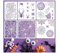 Spider Web Stencil for Painting on Wood Signs, Reusable Halloween Spider Stencils for Cake Face Door Mats Canvas Crafts Doormat Door Hanger (web6)