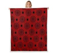 Spider Web Throw Blankets,Black Spider Print Fleece Blanket,Kids Girls Boys Adult Gothic Black Red Fuzzy Blankets Happy Halloween Sherpa Blanket Chair Sofa Bed Decor,50"×60"