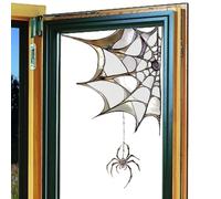 Spider Web Window - 2D Flat Scary Spider Web Halloween Stickers | Scary Cling Decals Wall Supplies Decor For Offices Living Room Classroom Dorm Birthday Christmas Bathroom Party Apartment Bedroom