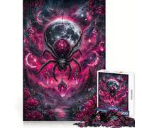 Spider with Jewels in Pink Landscape Adults Puzzles 1000 Piece Jigsaws Mind Exercise Toy Relaxed Mind Design Assembly Santa Wish Gift 50x75cm
