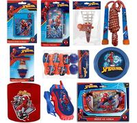 Spiderman 10-in-1 Mega Toy Gift Set - Puzzle, Pinball, Skipping Rope, Water Ring Game, Spring, LED Yoyo, Bowling, Paddle Catch, Spinning Top & Flip Phone - Marvel Superhero Toys for Boys Girls Age 3+