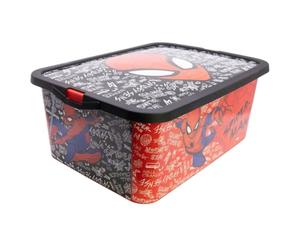 Spiderman 13L Storage Box Toy Organiser Secure Lid Plastic Storage | Durable storage box for toys, clothes and accessories. Ideal for bedroom, playroom and home storage.