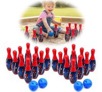 Spiderman 2 Pack Bowling Toy Set for Kids - 20 Pins and 4 Balls - Marvel Bowling Game - Indoor Outdoor Sports Toy - Birthday Gift 3+Years - Size: 14cm