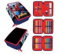 Spiderman 3 Tier Large Pencil Case with Stationery Included
