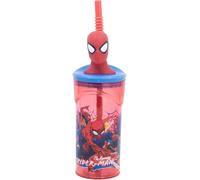 Spiderman 3D Kids Tumbler with Straw - 360ml BPA-Free Plastic Cup - Reusable Character Drinkware for School, Lunchbox, Travel - Official Marvel Design for Boys & Girls