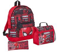 Spiderman Backpack + Lunch Bag + Pencil Case Boys 3 Piece Marvel School Bag Set
