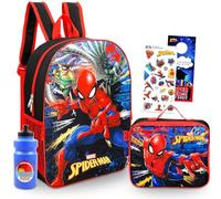 Spiderman Backpack with Lunchbox Set - Bundle with 16" Marvel School Bag, Insulated Lunch Bag, Water Bottle, More | Spiderman School Supplies Pack